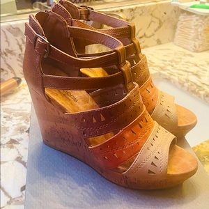 Maurices brown wedge sandals, 8.5size and worn once.